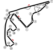 Track layout of the Yas Marina Circuit.