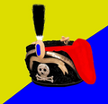 Beschläge (Emblem, Schuppenketten und Vaterlandsbandeau) an der Mütze des Husaren Regiments 17