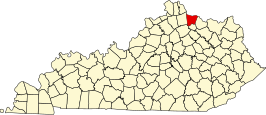 Locatie van Bracken County in Kentucky