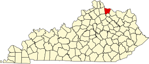 Map of Kentucky highlighting Bracken County