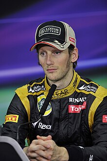 Romain Grosjean finished third to take his first podium in F1 Romain Grosjean Bahrain.jpg