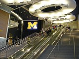 Indoor waterfall at Crisler Center.