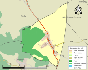 Carte en couleurs présentant l'occupation des sols.