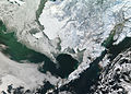 تصویر هوایی در فصل زمستان از بخش غربی و جنوبی ایالت آلاسکا