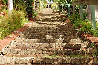 Steps made from the ballast bricks of the tall ships coming from the Old World