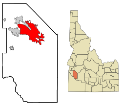 Location in Ada County and the state of آیداهو ایالتی