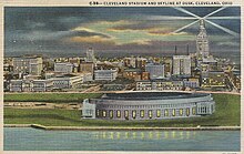 Cleveland Stadium and skyline, 1940s Cleveland Ohio.jpg