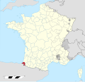 Territoire du diocèse de Bayonne (en rose) entre 1567 et 1789.