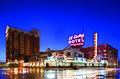 View of the iconic El Cortez sign at dusk