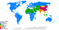 Prevailing religious population by country, excluding unaffiliated/non-religious