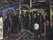 "Mothers’ Black Shawls". Oil on canvas. 1,20 x 1,60m. 1978.