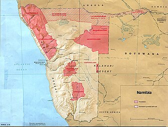 Colour-coded map of Namibia