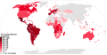 Percent of population Catholic in each country