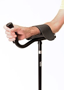 Top portion of a platform crutch showing platform and grip Platform-crutch.jpg