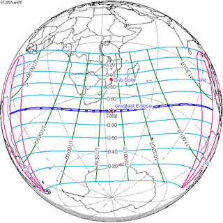 <span class="mw-page-title-main">Solar eclipse of January 5, 2057</span> Total eclipse