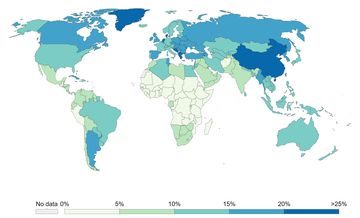 Share of deaths from smoking, 2017[76]