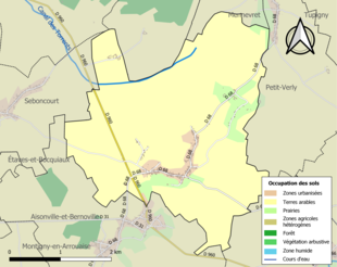 Carte en couleurs présentant l'occupation des sols.