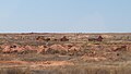 Baraques des mineurs à Ilakaka et paysage déformé