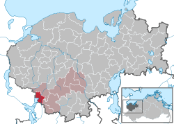 Elhelyezkedése Mecklenburg-Elő-Pomeránia térképén