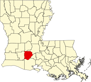 Map of Louisiana highlighting Acadia Parish