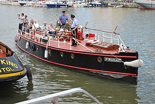 Fire-float Pyronaut Historic fireboat in Bristol, England