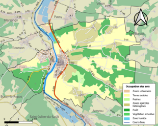 Carte en couleurs présentant l'occupation des sols.