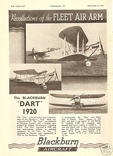 Blackburn company advertisement announcing the Blackburn Dart (note the erroneous 1920 date) Blackburn Dart advert.JPG