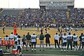 The football team in action against the Texas A&M–Commerce Lions in 2017