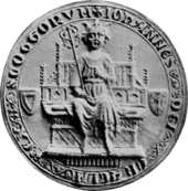 Black and white illustration of a mediaeval seal