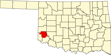 Map of Oklahoma highlighting Greer County.svg