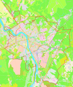 Mapa konturowa Pskowa, po prawej znajduje się punkt z opisem „Lubiatowo”