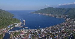 Tahuna, regency seat of Sangihe Islands, seen from above