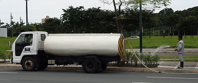 Watering of plants from a tank truck