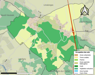 Carte en couleurs présentant l'occupation des sols.