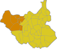 Location of the diocese within South Sudan
