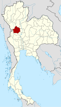 Map showing location of Kamphaeng Phet in lower northern Thailand