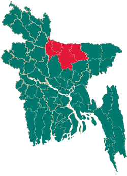 Map of Bangladesh showing Mymensingh Division