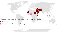 A map showing countries where public stoning is judicial or extrajudicial form of punishment.SVG