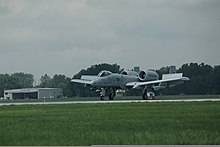 An A-10 Thunderbolt II aircraft, assigned to the U.S. Air Force 107th Fighter Squadron, Michigan Air National Guard, taxis on the flight line at Selfridge Air National Guard Base, Mich., Aug. 10, 2012 120810-F-NJ721-858.jpg