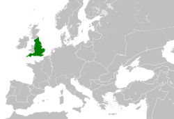 Englannin kuningaskunta vuonna 1190.