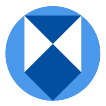Royal blue and white shield in a mid-blue circle