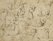 Hieronymus Bosch (?). Witches label QS:Lfr,"Sorcières" label QS:Len,"Witches" label QS:Lde,"Hexen" label QS:Lnl,"Heksen" . circa 1475-1525. pen and brown ink on paper. 25,7 × 17,6 sm. Paris, Musée du Louvre.