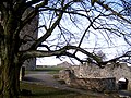 Blick auf das Burgplateau mit Bergfried, Brunnenhaus und Tor der Hohenburg