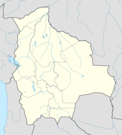 Mapa konturowa Boliwii, w centrum znajduje się punkt z opisem „Estadio Gilberto Parada”