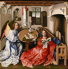 L'Annonciation du Triptyque de Mérode, de Robert Campin a pour décor un intérieur bourgeois.