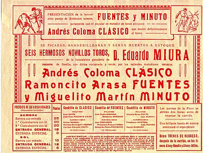 Cartell d'acomiadament d'Andrés Coloma Sanjuán «Clásico» (1944)