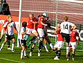 Image 5Players fighting for the ball during the match between Germany and Norway in UEFA Women's Euro 2009 in Tampere, Finland. (from UEFA Women's Championship)