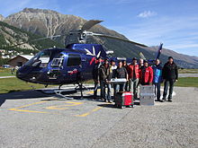 The IceMole-Team at the airport Pontresina (Field experiment on the Morteratsch Glacier, Switzerland 2010) IceMole-Team.JPG