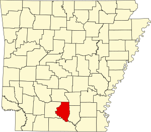 Map of Arkansas highlighting Calhoun County