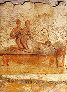 Deux hommes et une femme (Pompei, Ier siècle).